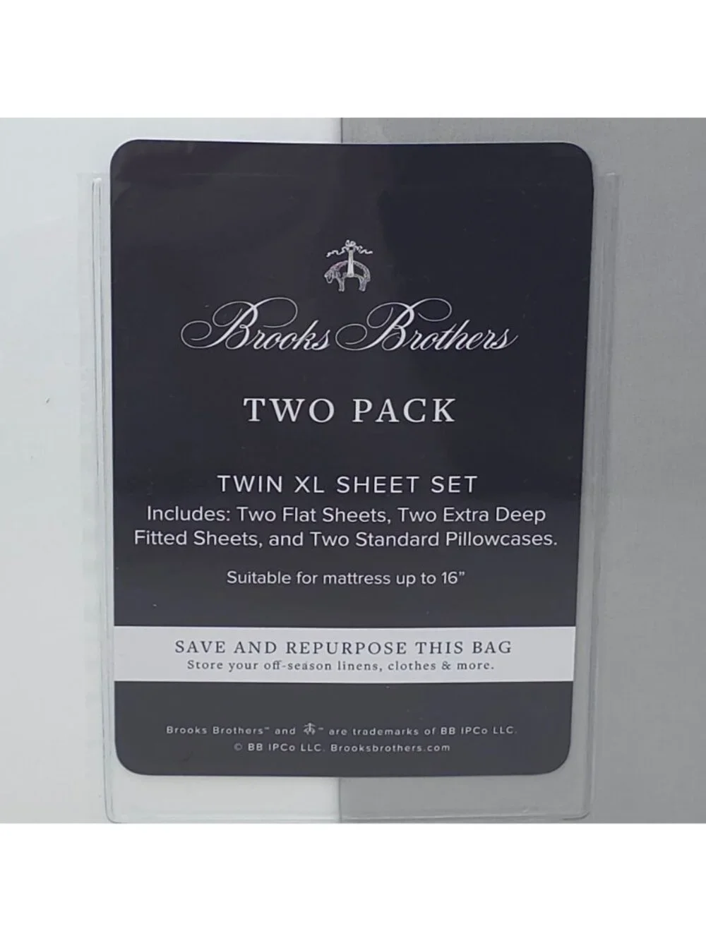 Brooks Brothers Two Sets Twin XL Sheets Fits Mattresses Up To 16” Gray & White